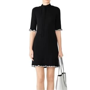 SEE BY CHLOÉ XS Short Sleeve Black Sweater Dress metallic silver trim holiday